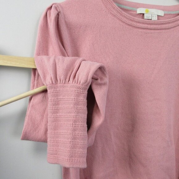 Boden Pointelle Detail Sweater Long Sleeve Womens 14 Pink Cotton Wool Casual 282 - Picture 5 of 8